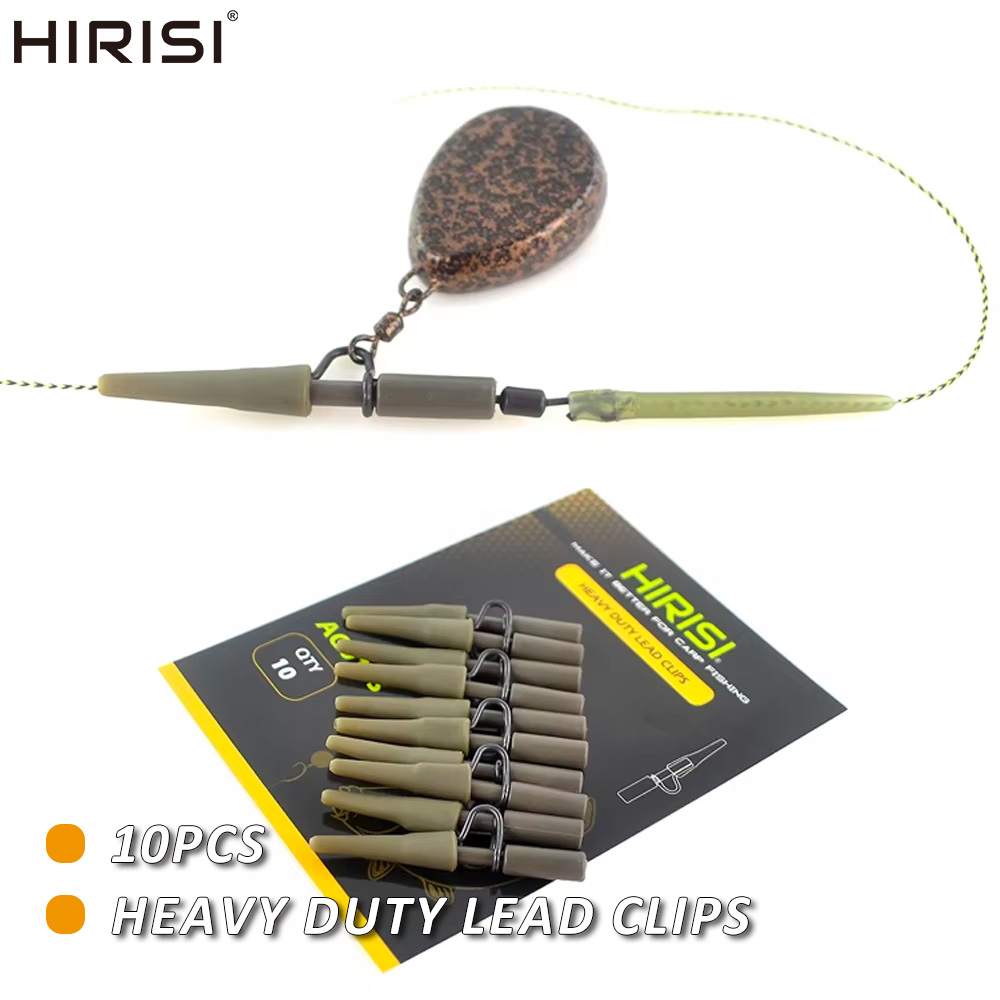 Ice Fishing Tip Up - Hirisi 10 個ヘビーデューティリードクリップスイベルスナップコネクタ付き鯉釣りユーティリティ魚アクセサリー AG016S