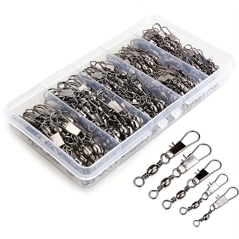 Ice Fishing Tip Up - 50/200個入りバレルスナップスイベル釣りアクセサリー、ボールベアリングスイベルスナップコネクター付きギア、クイックコネクトルアー用
